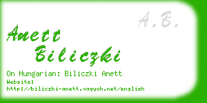 anett biliczki business card